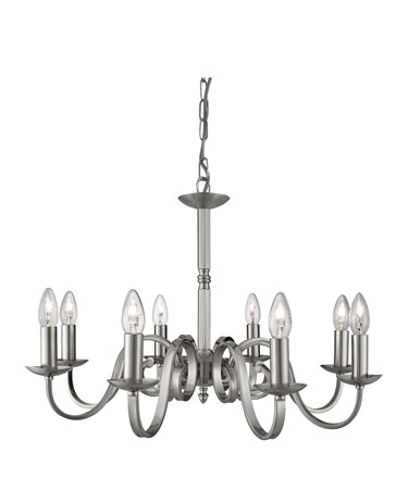 Searchlight Richmond Traditional Ceiling 8 Light - Scroll Arms - Satin Silver