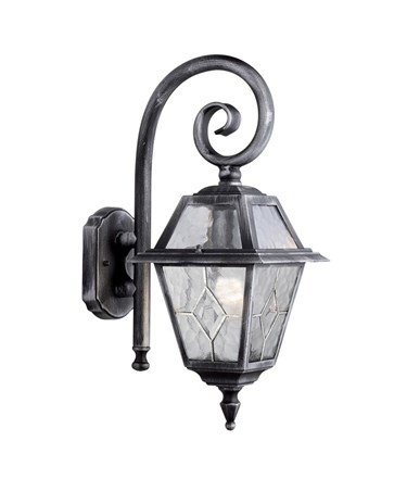 Searchlight Genoa Outdoor Wall Light - Black/Silver/Lead Glass