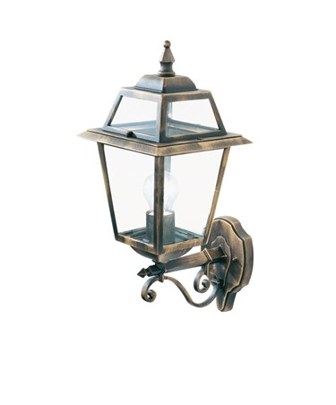 Searchlight New Orleans Outdoor Wall Uplighter - Black & Gold - Clear Glass