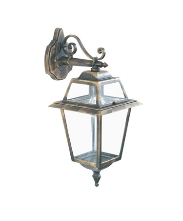 Searchlight New Orleans Outdoor Wall Downlight - Black & Gold - Clear Glass