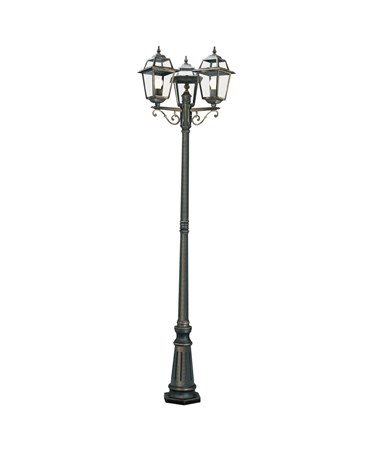 Searchlight New Orleans 3 Light Outdoor Post Lamp - Black & Gold