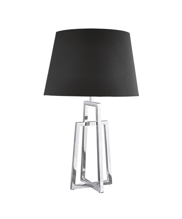 Searchlight Crossed Frame Table Lamp - Chrome - Black Tapered Shade