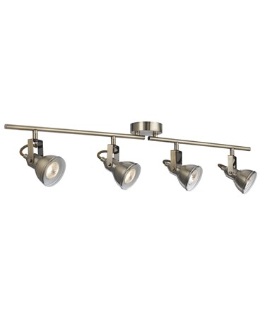 Searchlight Focus Industrial Ceiling 4 Spotlight Bar - Antique Brass