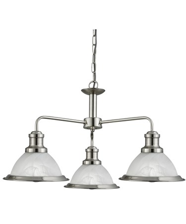 Searchlight Bistro 3 Light Industrial Ceiling Pendant - Satin Silver