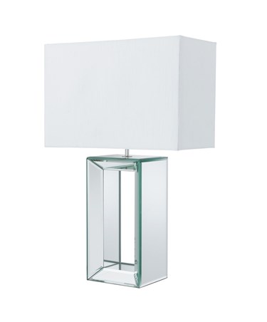 Searchlight Hollow Centre Rectangle Table Lamp - Mirrored Chrome - White Shade