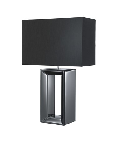 Searchlight Hollow Centre Rectangle Table Lamp - Black Mirror - Black Shade