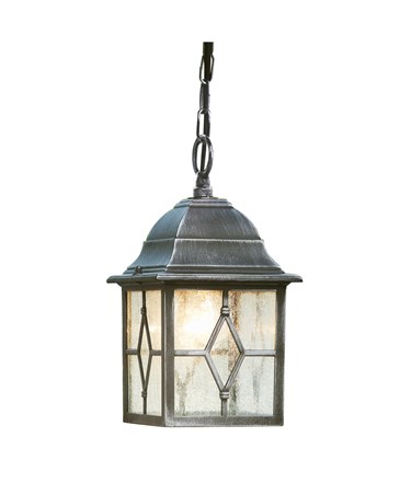 Searchlight Genoa Outdoor Pendant Light - Traditional - Black/Silver/Lead Glass