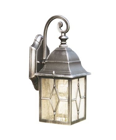 Searchlight Genoa Outdoor Lantern Wall Light - Black/Silver/Lead Glass