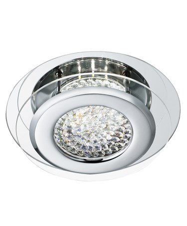 Searchlight Vesta Flush Ceiling Light - Led - Chrome - Crystal Centre Decoration