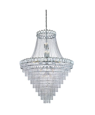 Searchlight Louis Philipe Crystal 28 Light Tiered Chandelier - Crystal & Chrome