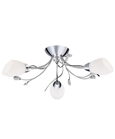 Searchlight Gardenia Ceiling 3 Light - Chrome - Crystal - Opal Glass