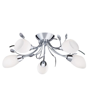 Searchlight Gardenia Ceiling 5 Light - Chrome - Crystal - Opal Glass