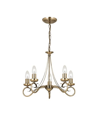 Endon Trafford Ceiling Light Fitting - Antique Brass - 5 Light