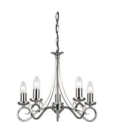 Endon Trafford Ceiling Light Fitting - Antique Silver - 5 Light Endon Trafford Ceiling Light Fitting - Antique Silver - 5 Light