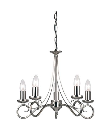 Endon Trafford Ceiling Light Fitting - Antique Silver - 5 Light