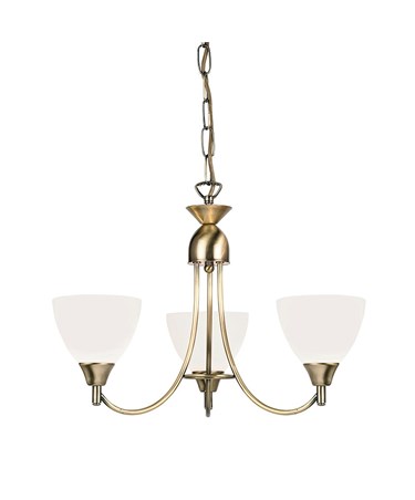 Endon Alton Pendant Light Fitting - Antique Brass & Frosted Glass - 3 Light