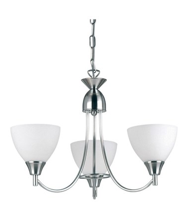 Endon Alton Pendant Light Fitting - Satin Nickel & Frosted Glass - 3 Light