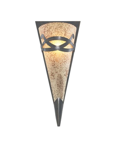 Searchlight Bronze Twist Deco Wall Light With Textured Amber & Frosted Glass