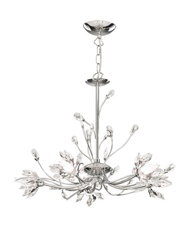 Searchlight Hibiscus 5 Light Pendant - Chrome - Flower Glass