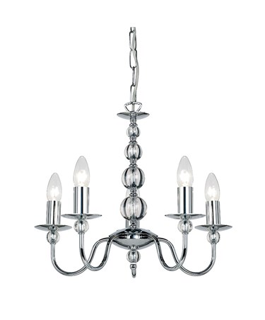 Endon Parkstone Pendant Light Fitting - Chrome & Glass - 5 Light