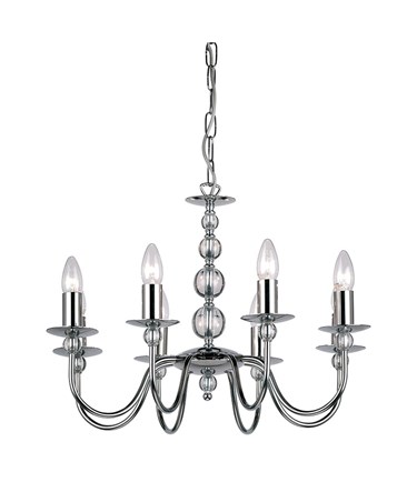 Endon Parkstone Pendant Light Fitting - Chrome & Glass - 8 Light Endon Parkstone Pendant Light Fitting - Chrome & Glass - 8 Light
