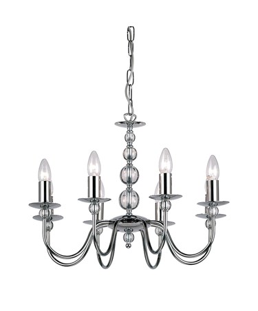 Endon Parkstone Pendant Light Fitting - Chrome & Glass - 8 Light