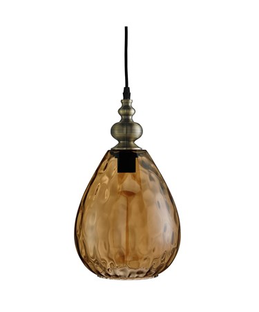 Searchlight Indiana Single Pendant - Tapered Amber Dimpled Glass Shade
