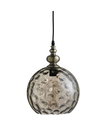 Searchlight Indiana Globe Pendant - Antique Brass - Amber Dimpled Glass Shade