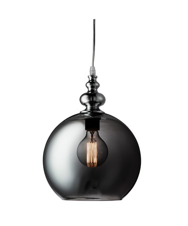 Searchlight Indiana Single Globe Pendant - Chrome - Smokey Glass Shade