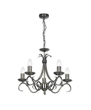 Endon Bernice Traditional Pendant Light Fitting - Antique Silver - 5 Light