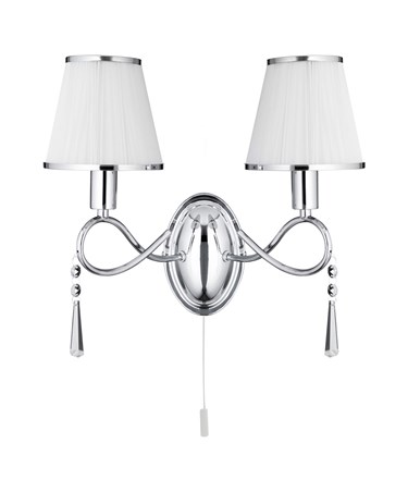 Searchlight Simplicity Double Wall Light - Chrome - With White Shades