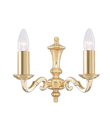 Searchlight Seville Solid Polished Brass Double Wall Light - Candles - No Glass