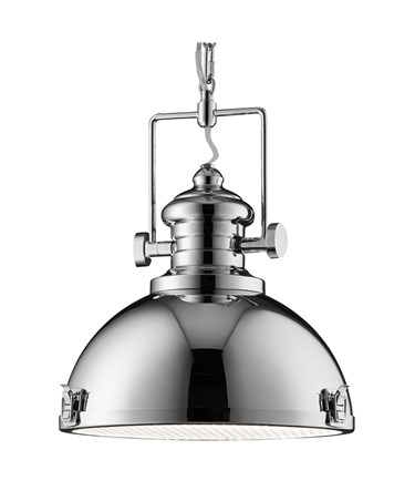 Searchlight Industrial Chain Pendant Light - Clear Lens - Chrome