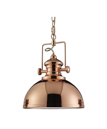Searchlight Industrial Chain Pendant Light - Clear Lens - Copper