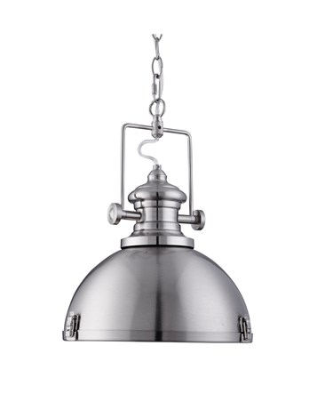 Searchlight Industrial Chain Pendant Light - Acrylic Diffuser - Satin Silver