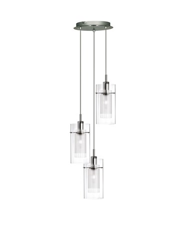 Searchlight Duo I - 3 Light Multi-Drop Ceiling Pendant - Double Glass