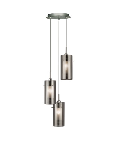 Searchlight Duo 2 - 3 Light Ceiling Multi-Drop With Smokey/Frosted Glass Shades