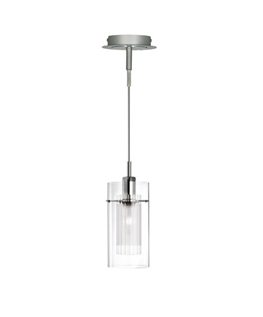 Searchlight Duo I - Satin Silver Double Glass Pendant Light