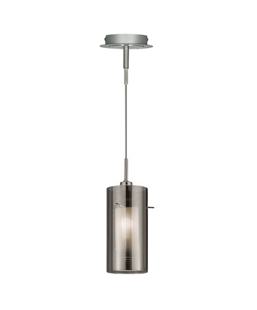 Searchlight Duo 2 Pendant - Smokey Outer/Frosted Inner Glass Shades