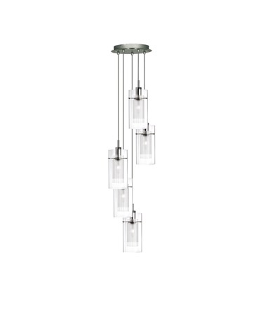 Searchlight Duo I - 5 Light Multi-Drop Ceiling Pendant - Double Glass