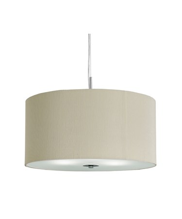 Searchlight Drum Pleat Pendant Light - Cream With Frosted Glass Diffuser - 60Cm