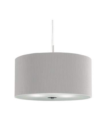 Searchlight Drum Pleat Pendant Light - Silver With Frosted Glass Diffuser - 60Cm