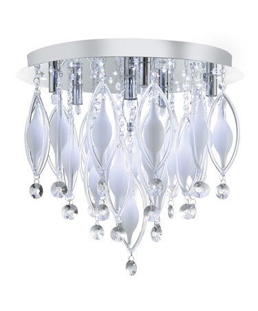 Searchlight Spindle Remote Control 6 Light Flush Ceiling Fitting - Chrome&Glass