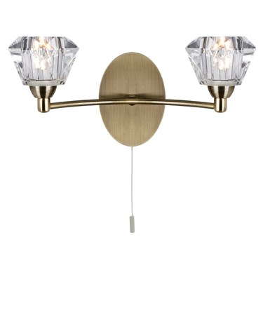 Searchlight Sierra Double Wall Light - Antique Brass - Sculptured Glass Shades