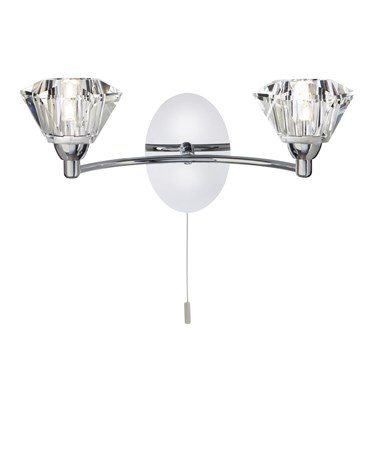 Searchlight Sierra Double Wall Light - Chrome - Sculptured Glass Shades