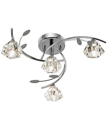 Searchlight Sierra Semi-Flush 4 Light - Chrome - Sculptured Glass Shades