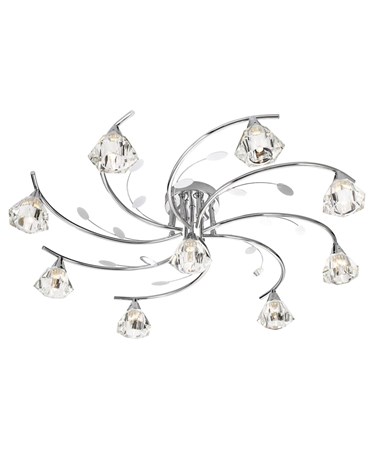 Searchlight Sierra Semi-Flush 9 Light - Chrome - Sculptured Glass Shades