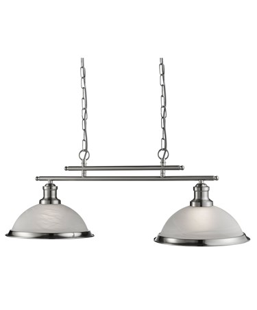 Searchlight Bistro 2 Light Industrial Ceiling Bar - Satin Silver