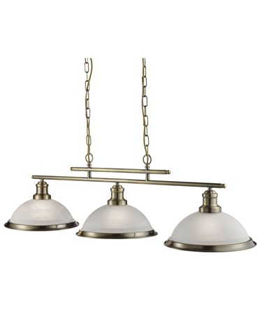 Searchlight Bistro 3 Light Industrial Ceiling Bar - Antique Brass