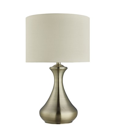 Searchlight Touch Table Lamp - Antique Brass - Fabric Cream Shade